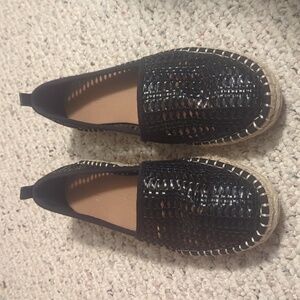 Black weave loafers